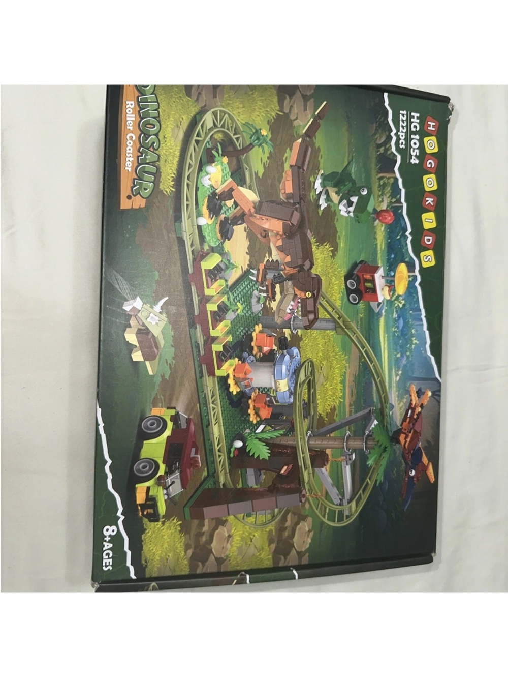 Hogokids Green and Brown Dinosaur Roller Coaster Building Set